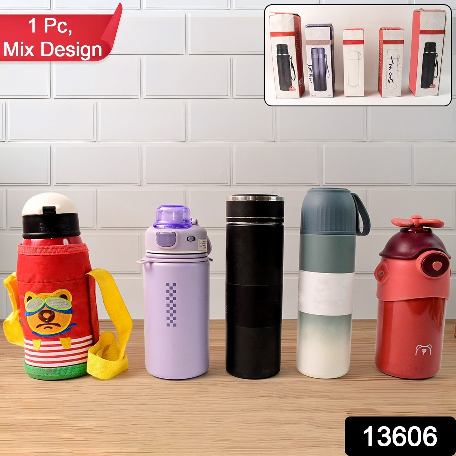 Stainless Steel Water Bottles 500 ML Approx (Mix Design & Color / 1 Pc) Stainless Steel Water Bottles 500 ML Approx (Mix Design & Color / 1 Pc)